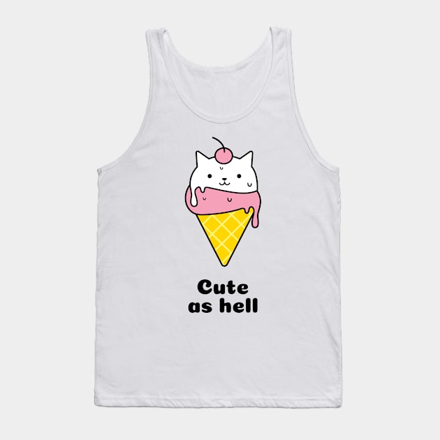 Cute as hell cat Tank Top by Biddie Gander Designs